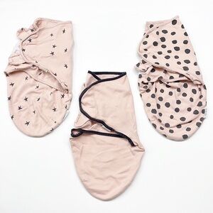 Ely's & Co 3 pack star printed pink baby swaddles